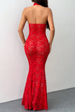 Sheer Lace Halter Casual Dress