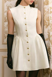 Button-Front Fit and Flare Dress