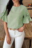 Ruffle-Sleeve Gingham Tee