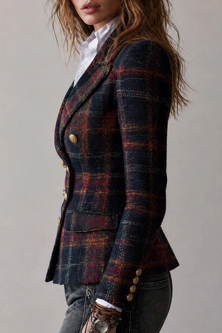 Plaid Double-Breasted Blazer