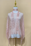 Open-Knit Fringe-Detail Top