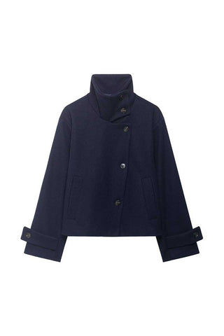 Stand-Collar Button-Front Jacket