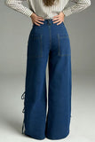 Lace-Up Side Wide-Leg Straight Jeans