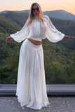 Bell Sleeve Mock Neck Crop Skirt Set