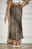 Satin Drawstring Waist Slip Midi Skirt
