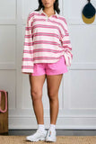 Striped Long Sleeve Polo Top
