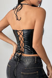Lace-Up Halter Corset Tank