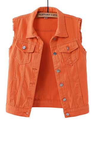 Sleeveless Collared Button-Front Vest