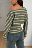 Striped Off-Shoulder Knit Top