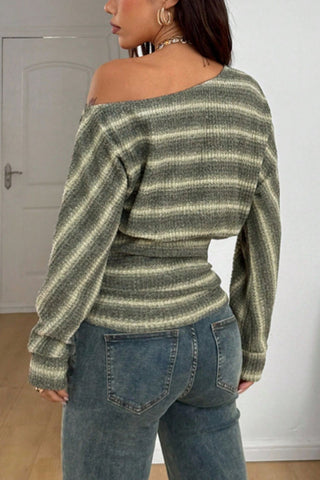 Striped Off-Shoulder Knit Top