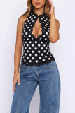 Lace-Trim Polka Dot Tank Top