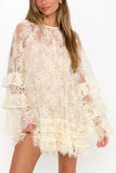 Floral Lace Bell Sleeve Mini Dress