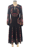 Floral Tie-Neck Puff Sleeve Dress