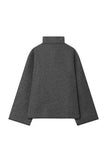 Mock Neck Contrast Stitch Button Front Jacket