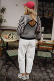 Striped Open Back Long Sleeve Sweater