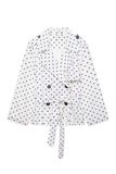 Polka-Dot Belted Lapel Trench Jacket