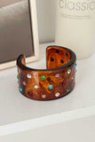 Marbled Rhinestone Wide Cuff Bracelet