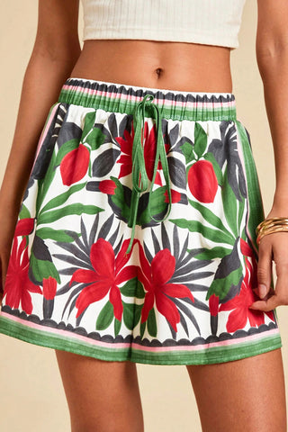 Floral Drawstring Casual Shorts