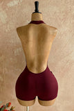 Halter Neck Romper with Drape Front