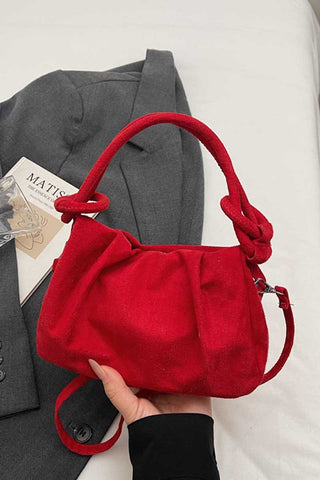 Knotted Handle Suede Shoulder Bag