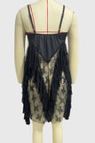 Sheer Lace Ruffle Mini Dress