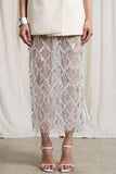 Sequin Beaded Sheer Midi Skirt