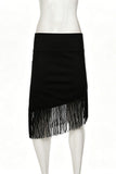 Asymmetrical Fringe Midi Skirt