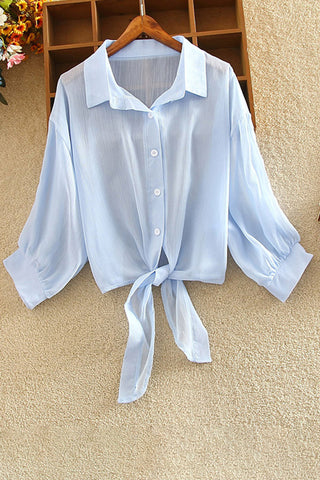 Tie-Front Button Shirt
