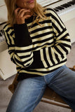 Striped Crew Neck Drop Shoulder Sweater