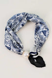 Paisley Print Pearl Buckle Neck Scarf