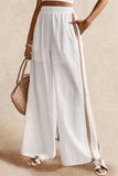 Side-Striped Wide-Leg Casual Pants