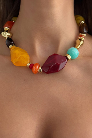 Mixed-Shape Beaded Collar Necklace