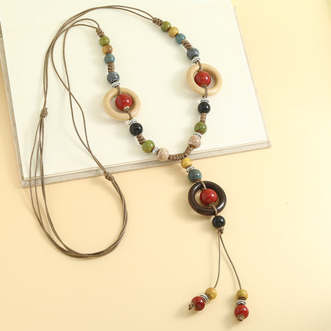 Braided Beaded Pendant Necklace