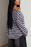 Striped Boat-Neck Long-Sleeve Top