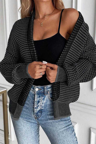 Open-Front Textured Knit Cardigan
