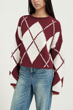 Argyle Knit Crew Neck Sweater