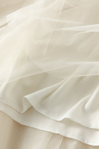Tiered Ruffle Sheer A-Line Midi Skirt