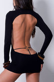 Backless Long Sleeve Mini Dress