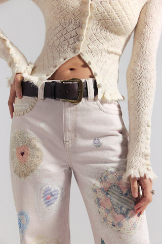 Graphic Print Straight Jeans