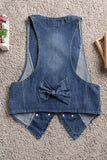Sequin Hem Button Front Denim Vest