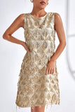 Sequin Fringe Sleeveless Shift Casual Dress
