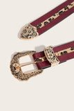 Ornate Buckle Leopard Stripe Belt