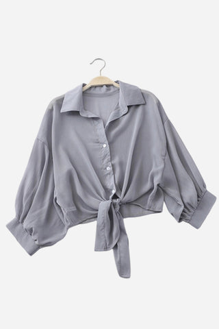 Tie-Front Button Shirt