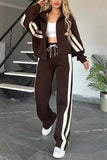 Striped Zip-Up Crop Top and Pants Set