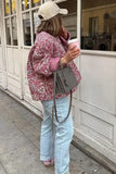 Floral Quilted Button-Front Coat