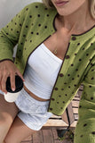 Polka Dot Knit Button-Front Cardigan