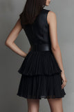 Pleated Ruffle Mini Dress