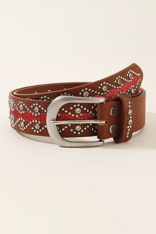 Studded Rhinestone Buckle Belt