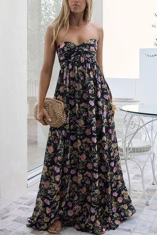 Floral Sweetheart Maxi Casual Dress