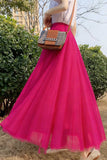 Sheer Tulle High-Waist A-Line Midi Skirt